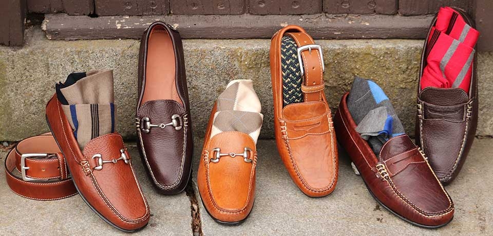 bison leather driving moccasins