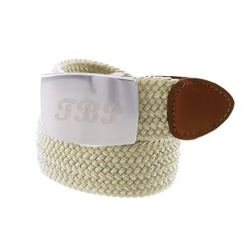 Signet Script Monogram Braided Stretch Belt