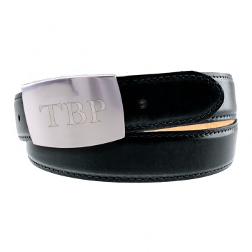 Signet Roman Monogram Calfskin Leather Belt (Cut to Size)