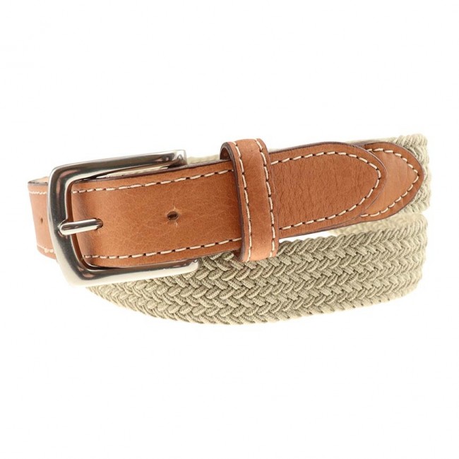 Italian Woven Stretch Leather Belt - Brown