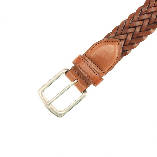 Men's Stretch Braided Leather Belt - Brown - 40 - The Vermont Country Store